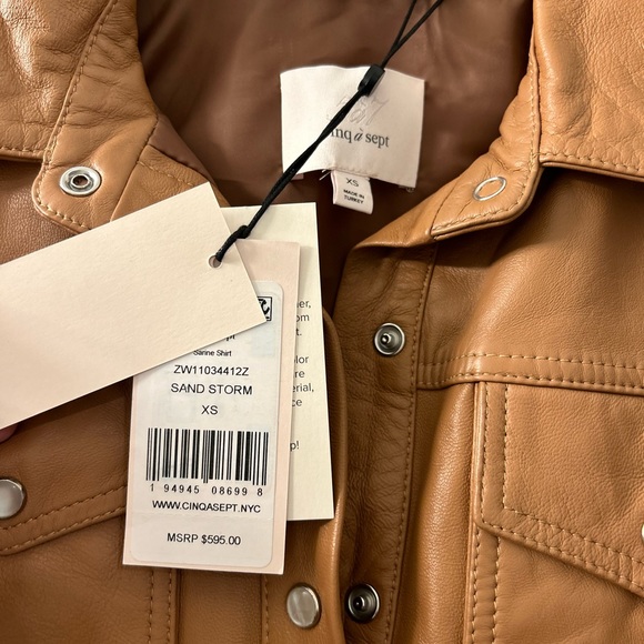 Cinq à Sept, Sarine Long-Sleeve Leather Shirt. New, never worn with tags. XS. - Picture 11 of 12